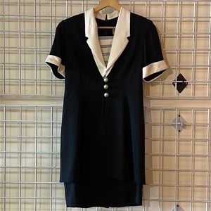 Vintage Danny & Nicole New York black and white nautical dress